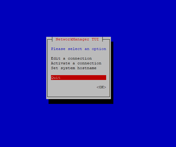 nmtui-quit static IP