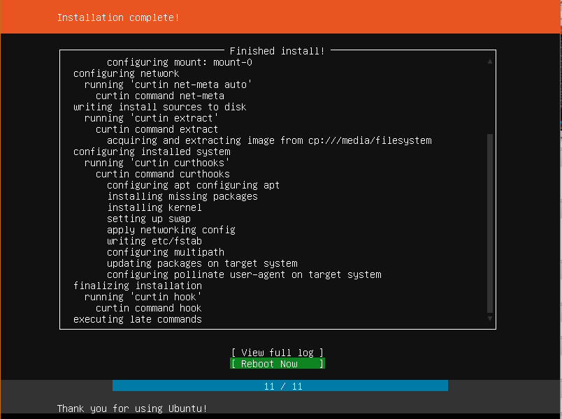 installation complete ubuntu 18.04 server