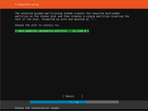 hard disk to install ubuntu server 18.04