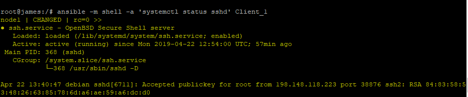 check status of ssh on client_1