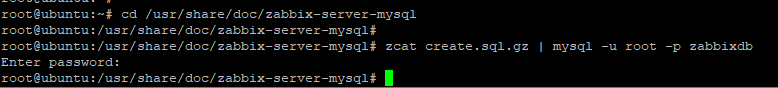 loading zabbix database schema