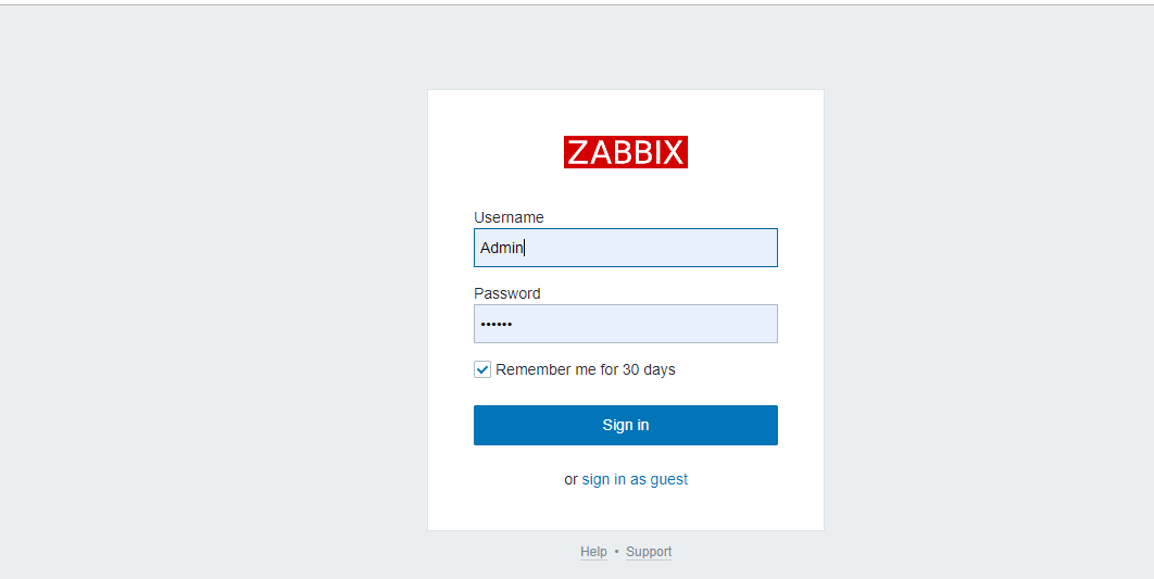 zabbix login