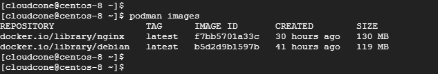  list images using podman