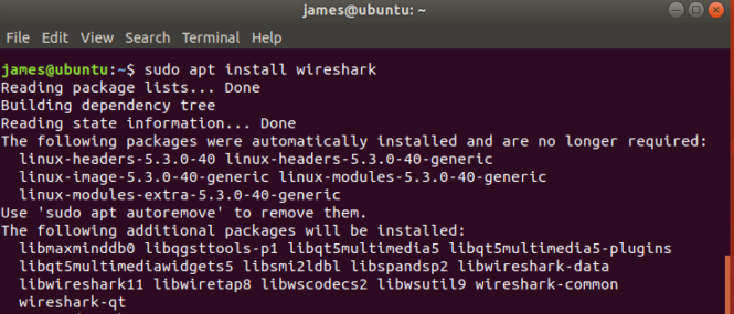 ubuntu install wireshark 20.04