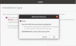 Installation choices Ubuntu 20.04