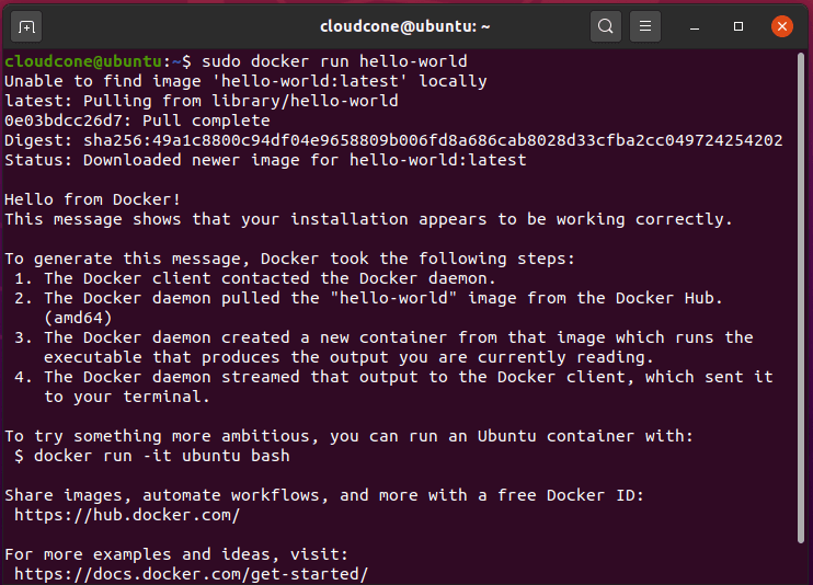 Install and run docker on Ubuntu 20.04