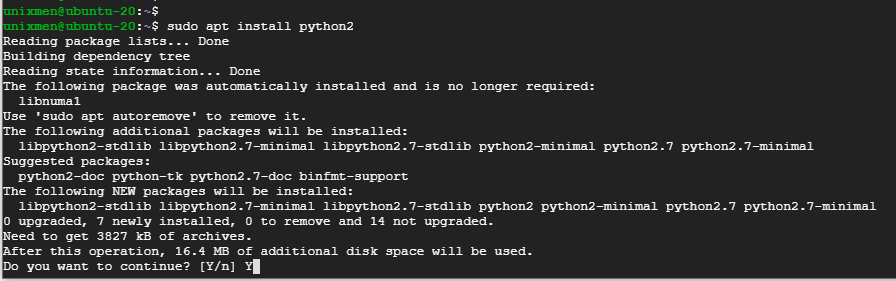 Install Python2 on Ubuntu