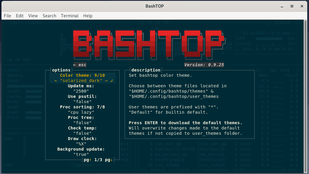 Bashtop theme options