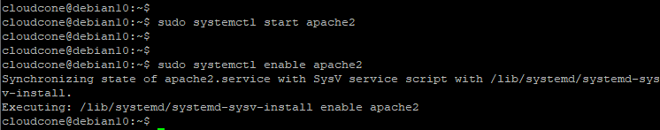 Start and enable apache2