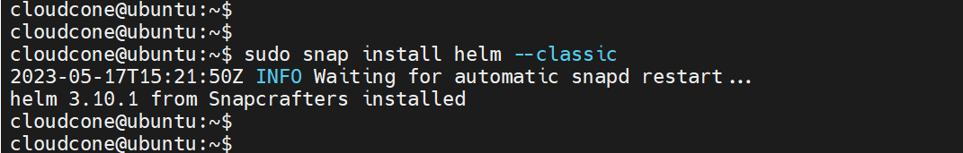 install helm on ubuntu 22.04 from snap